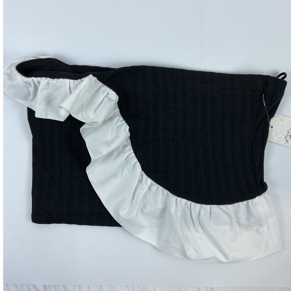 Free‎ People Black Ruffled One Shoulder Sleeveless Ribbed Tank Top